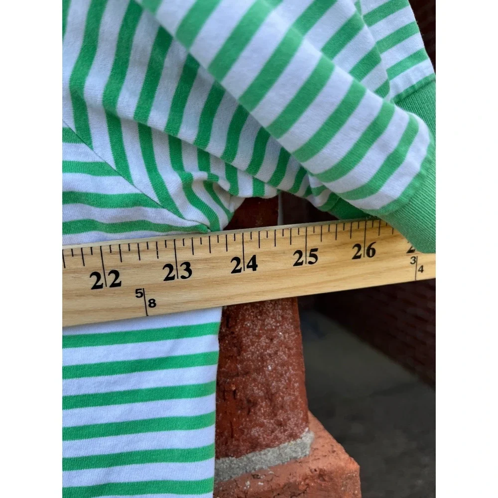 Polo Ralph Lauren Mens XL Green White Striped Short Sleeve Polo Shirt Cotton